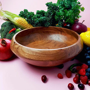 Lujo grande de madera de acacia hecho a mano ecológico artesanías de madera marrón moderno cuenco de lujo para servir mesa de cocina decoración del hogar para - Product Image 3