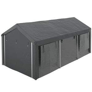 Tettoia per Auto Resistente 20FT X 10FT con 4 Finestre a Rete e 4 Porte, Altezza Regolabile, Grigia - Product Image 1