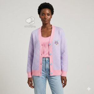 Suéter Cárdigan de la Hermandad Gamma Phi Delta para Mujer, con Escudo Bordado, Botones al Frente, Cuello en V, Manga Larga, Ropa con Diseño Griego - Product Image 5