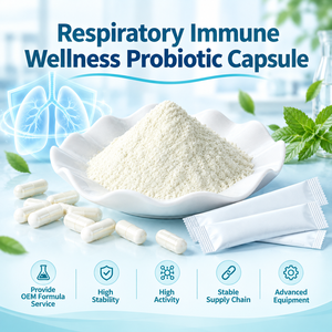 Cápsulas Probióticas para el Bienestar Inmunológico Respiratorio, 600B CFU/g, Servicio OEM Disponible, Ayuda a Mejorar la Salud General del Cuerpo, Suministro al por Mayor - Product Image 1