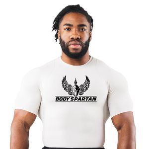 Camiseta Deportiva de Compresión Blanca Brillante para Hombre, Ligera, de Alto Rendimiento, para Entrenamiento Atlético, Fitness, Serigrafiada, Lisa, Informal - Product Image 2