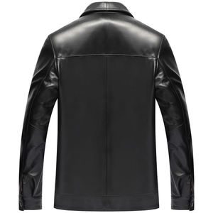 OEM 2026 Men Casual Coated Leather Jackets 100% <b>Genuine</b> Leather Stand Collar Embroidery Distressed Brown Winter Fashion - Product Image 2