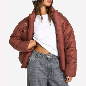 Veste matelassée pour femmes, mode, hiver, chaude, avec capuche, coupe-vent, couleur unie, légère, nouvelle qualité, logo personnalisé - Product Image 1