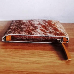 Porte-cartes vintage en cuir de vachette fait main avec fermeture éclair et poche, petit format, pour passeport et cartes de crédit, accessoire de portefeuille en gros - Product Image 2