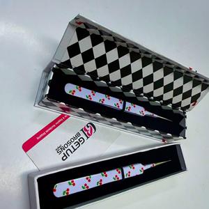 Pince à épiler de précision anti-magnétique en acier inoxydable à pointe argentée, avec revêtement en papier cerise, isolation droite de haute qualité - Product Image 6