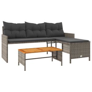 Sofá Grande de Jardín de Poliratán Gris con Fundas Extraíbles, Conjunto de Muebles de Jardín - Product Image 2