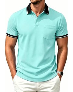 High Quality Unisex Knitted Cooling Oxygen Cotton for <b>Shirt</b> Custom Logo Business Sporty Golf Short Sleeve Short Solid Color - Product Image 6