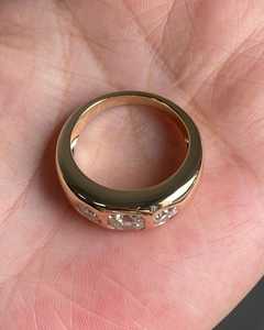 Anillo de Compromiso Clásico con Diamante Cultivado en Laboratorio, Corte Asscher, Anillo de Aniversario de Tres Piedras, Regalo para Ella, Oro Sólido de 14K, Joyería Fina para Boda - Product Image 4