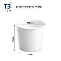 Tazón de Papel Blanco con Tapa de 520cc, Contenedor Redondo Desechable para Ensaladas, Ideal para Puestos de Comida, Fiestas, Eventos y Tiendas, del Principal Proveedor de Malasia
