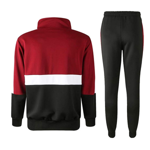 Conjunto Deportivo Unisex con Bloques de Color Rojo, Negro y Blanco, Cremallera Completa, Bolsillos Laterales, Transpirable, Estilo Deportivo, para Otoño, Corte Regular - Product Image 2
