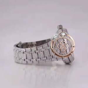 Montre mécanique analogique de luxe pour homme en acier inoxydable avec boîtier polygonal incrusté de diamants et cadran en cristal saphir - Product Image 5