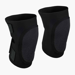 Black Thick Padded Hook and Loop <b>Knee</b> Pad <b>Compression</b> Support Protection <b>Sleeve</b> - Product Image 4