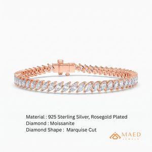 Pulsera de tenis de moissanita chapada en oro rosa, pulsera de cadena fina, joyería de moda para mujer, estilo elegante de Nueva York, moderno - Product Image 6