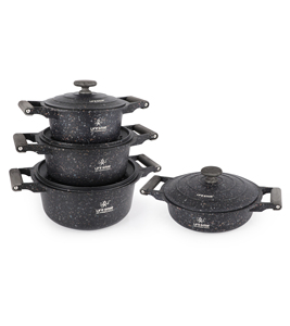 Ensemble de casseroles en granit titane de luxe antiadhésif avec poignées en bakélite résistantes à la chaleur, couvercle en métal économe en énergie, base compatible induction - Product Image 1