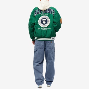 Men's Custom Embroidery Green Varsity <b>Jacket</b> Vintage Streetwear <b>Patch</b> Bomber <b>Jacket</b> Hip Hop Letterman Baseball Uniform Unisex - Product Image 4