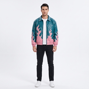 Blouson en cuir pour homme Dumela, style moto, col rabattu, fermeture à bouton unique, coupe régulière, séchage rapide, respirant - Product Image 4
