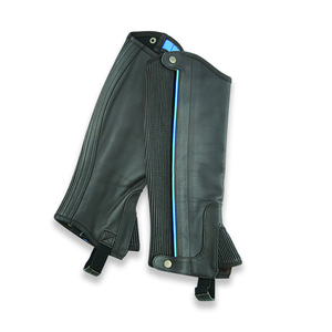 Neoprene Equestrian <b>Half</b> <b>Chaps</b> 3 Layer Structure Heavy Duty Zippers Closer Camo Neoprene <b>Half</b> <b>Chaps</b> Custom logo Black Leather - Product Image 1