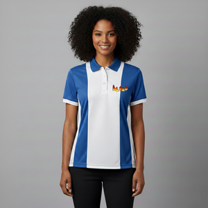 Women's Blue <b>White</b> Color <b>Polo</b> Shirt Short Sleeve Casual Quick Dry Printed Logo Front 100 Polyester Woven and online sale - Product Image 1