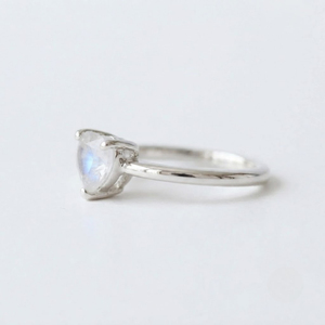 Rhaya Jewels Women's Elegant <b>Rhodium</b> Plated 925 Sterling Silver Heart Cut Moonstone Gemstone Prong Setting Dainty Trendy <b>Ring</b> - Product Image 2