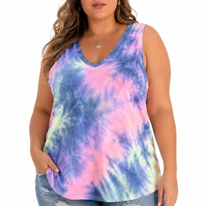 Custom <b>Women</b> Plus Size Knitted Print Tank <b>Top</b> Sleeveless Tie Dye Casual Summer Cotton Fitness Breathable <b>Top</b> for <b>Women</b> - Product Image 2