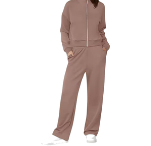 High Quality Eco-Friendly Two-Piece Women's Winter Tracksuit Hooded Fleece High-Waisted Oversized Loose Fit 100% Polyester - Product Image 2