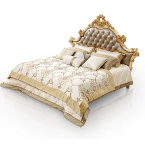 Juego de dormitorio Emma de lujo clásico en marrón y dorado, cama tapizada, muebles elegantes de estilo real para hotel o villa, ¡en oferta! - Product Image 4