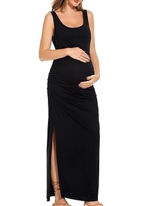 Vestido Largo Formal de Maternidad sin Mangas, Color Negro, de Alta Calidad, para Mujer, Estilo Maxi, para Lactancia - Product Image 2