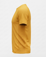 T-shirt à manches courtes pour homme, jaune moutarde, col rond, couleur unie, coupe classique, évacuation de l'humidité, 100% polyester, toutes saisons