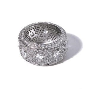 Mens Lab Grown Diamond 925 Silver Wide Pave Baguette <b>Ring</b> Luxury <b>Iced</b> Out Statement <b>Ring</b> Bold Fashion Jewelry For Men - Product Image 5