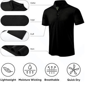 Polo de Golf Personalizado con Logotipo, 100% Poliéster, Secado Rápido, Ligero, Transpirable, Manga Corta, Sin Cuello, Ropa Deportiva Informal para Hombre - Product Image 5