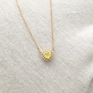 Collar de Moda con Diamantes Amarillos de 0.71 Quilates y Diamantes G-H en Forma de Corazón con Oro Rosa de 14k, Regalo Perfecto para Mamá - Product Image 4