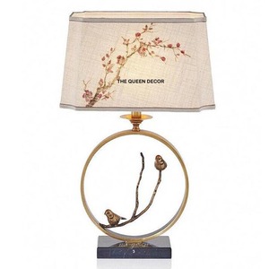 Living Room <b>Table</b> Light <b>Bedside</b> Bedroom <b>Table</b> Lamp for Villa Hotel Marble Base Flying Bird Design Golden Plated Restaurant - Product Image 1