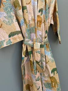 Indian Beach Cover Up Animal Print Cotton <b>Kimono</b> <b>Robe</b> Boho Summer Wear - Product Image 3