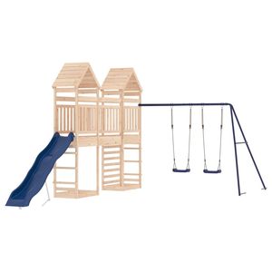 Juego de juegos al aire libre de madera de pino natural maciza con columpios grandes - Product Image 2