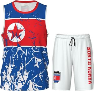 Maillot de basket-ball avec drapeau de la Corée du Nord pour hommes adultes, ensemble d'entraînement athlétique - Product Image 3