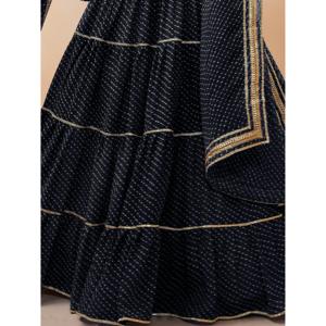 Magnifique Leheriya Noir Imprimé Georgette Lehenga Choli Avec Dupatta - Product Image 2
