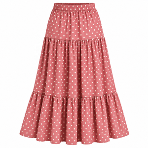 Jupes Maxi en Coton Tricoté Élégantes à Taille Haute et Coupe Évasée avec Fente pour l'Été - Product Image 1