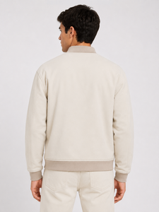 Blouson Teddy Homme Beige Imperméable en Coton Couleur Unie Col Rabattu Coupe Droite Vêtement d'Extérieur Automne ODM - Product Image 3
