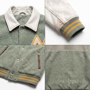 Chaqueta Varsity de Lana y Cuero Estilo Vintage para Hombre - Abrigo Bomber Holgado Estilo Urbano - Product Image 4