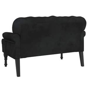 Banc en contreplaqué avec incrustations décoratives en bois massif et velours noir pour meubles de chambre - Product Image 5