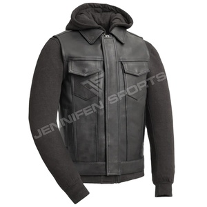 Gilet en cuir pour homme sur mesure, tendance, avec capuche, pour moto – Achetez un gilet en cuir pour moto - Product Image 1