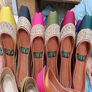 Fancy Stylo Women's Genuine Leather Embroidered <b>Jutti</b> Flat Shoes Traditional Indian Pakistani Wedding Party Festival Wear - Product Image 4