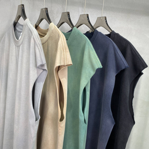 Nouveautés – Débardeurs en coton vintage délavé sans manches pour hommes, coupe oversize, vente en gros, personnalisables (OEM) - Product Image 2