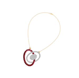 สร้อยคอจี้หมุนวน925เงินแท้พร้อมพลอยทับทิมและเพชรสีขาวทองการออกแบบที่หรูหราของขวัญที่สมบูรณ์แบบสำหรับผู้หญิง - Product Image 2