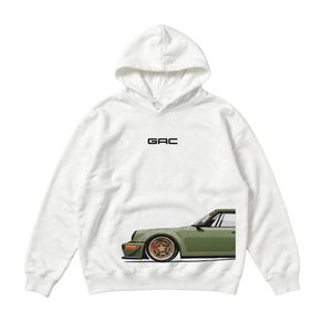 <b>White</b> Pullover Hoodie Long Sleeve Hooded <b>Sweatshirt</b> With Car Graphic Print And Kangaroo Pocket Casual Streetwear Wholesale - Product Image 1
