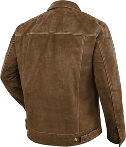 Chaqueta Varsity de Gamuza de Lujo para Hombre – Chaqueta Urbana Moderna con Acabado de Tela Premium Cómodo, Gamuza Marrón Clásica - Product Image 3