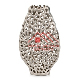 Vase de table en métal argenté pour salon Meilleure vente Décoration de mariage de qualité supérieure Vase à fleurs en métal coulé au sable Meilleur vendeur - Product Image 1