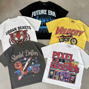 Camiseta de punto personalizada con estampado animal de diamantes de imitación, lavado ácido vintage, cuello redondo, algodón 100% de alto gramaje, estampado DTG, corte regular - Product Image 1