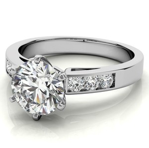 Round Cut Moissanite <b>Ring</b> 925 Sterling <b>Silver</b> White Gold Plated Classic <b>Solitaire</b> Luxury Engagement Wedding Promise Bridal <b>Ring</b> - Product Image 2