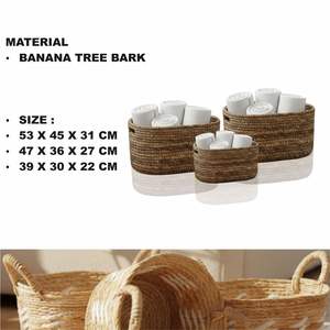 Ensemble de 3 paniers SOSIS en écorce de bananier, artisanat - Product Image 2